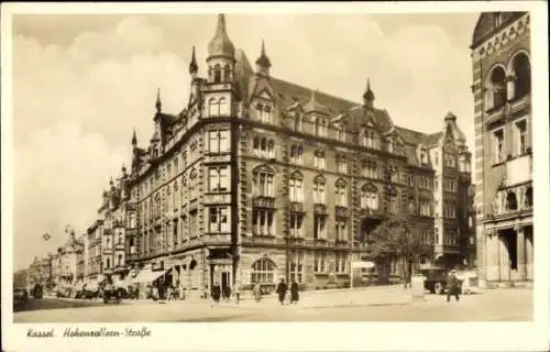 Ak Kassel in Hessen, Hohenzollernstraße, Hotel Zeppelin, Kaisers, Straßenbahn