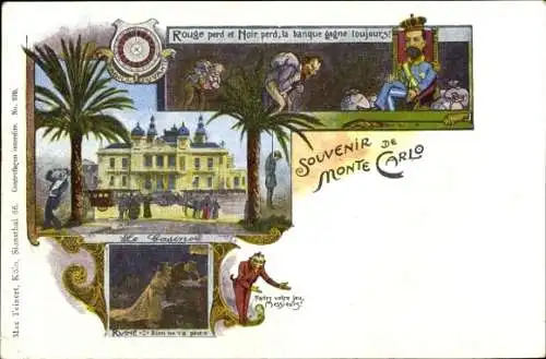 Ak Monte Carlo Monaco, Casino, Glücksspiel, Fürst Albert I., Teufel