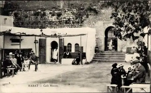 Ak Rabat Marokko, Café Maure, Anwohner, Besucher