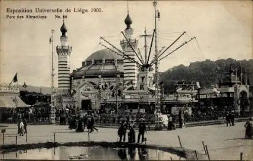 Ak Liège Lüttich Wallonien, Weltausstellung 1905, Kettenkarussell