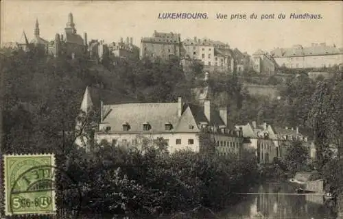 Ak Luxemburg Luxemburg, Blick von der Hundhausbrücke