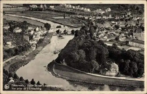 Ak Echternach Luxembourg, Vue Prise de L'Ernzerberg, Fluss