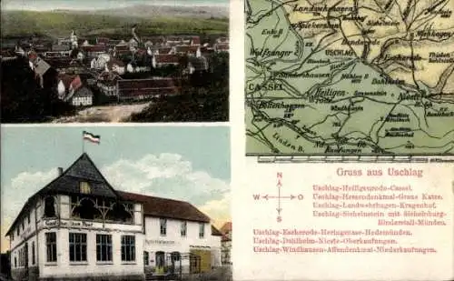 Ak Uschlag Staufenberg in Niedersachsen, Gesamtansicht, Gasthof zur Post