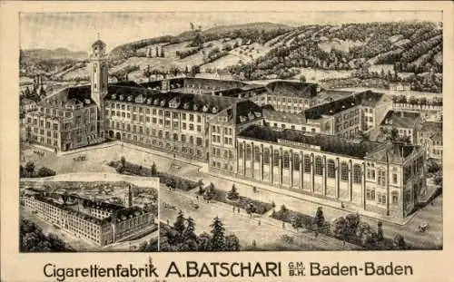 Künstler Ak Baden Baden im Stadtkreis Baden Württemberg, Zigarettenfabrik A. Batschari GmbH