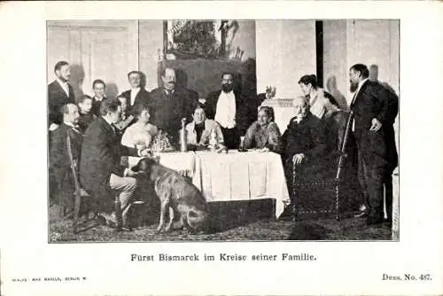 Ak Fürst Otto von Bismarck im Kreis seiner Familie, Hund