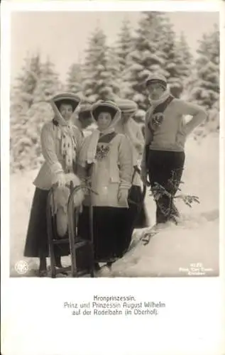 Ak Oberhof im Thüringer Wald, Alexandra Viktoria, August Wilhelm, Rodelbahn, Winteransicht