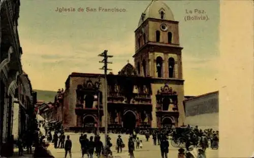 Ak La Paz Bolivien, Partie an der Kirche