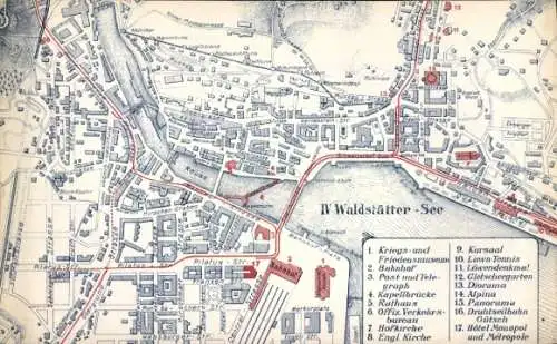 Stadtplan Ak Kanton Luzern, Vierwaldstätter See, Umgebung, Segelpartie