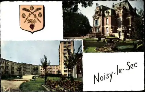 Ak Noisy-le-Sec Seine Saint Denis, Le Square joffre, Écusson