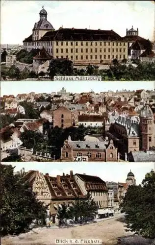 Ak Zeitz im Burgenlandkreis, Schloss Moritzburg, Gesamtansicht, Blick n.d. Fischstr.