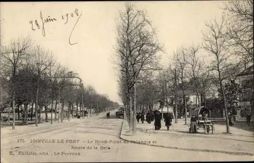 Ak Joinville le Pont Val de Marne, Rond Point de Polangis et Route de la Brie