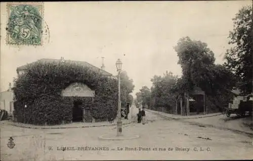 Ak Limeil Brevannes Val de Marne, Le Rond Point et Rue Boissy