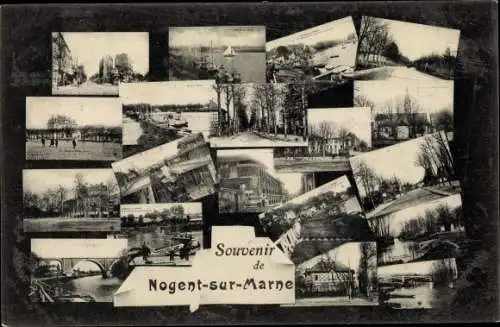 Ak Nogent sur Marne Val de Marne, La Gare, Pont, Eglise, Miniaturansichten