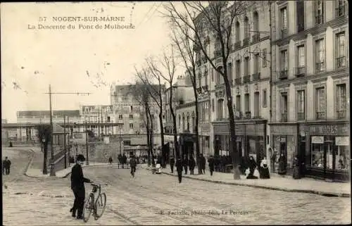 Ak Nogent sur Marne Val de Marne, Descente du Pont de Mulhouse