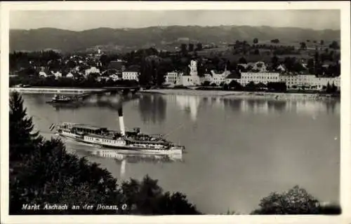 Ak Aschach an der Donau Oberösterreich, Salondampfer, Ort