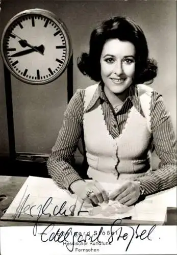 Ak Schauspielerin Edelgard Stößel, Uhr, Portrait, Hessischer Rundfunk, Autogramm