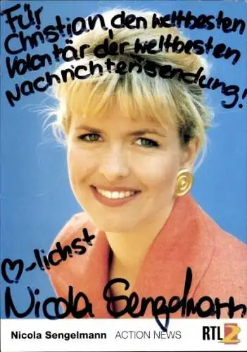 Ak Schauspielerin Nicole Sengelmann, Portrait, Autogramm, RTL2