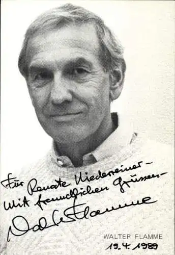 Ak Schauspieler Walter Flamme, Portrait, Autogramm