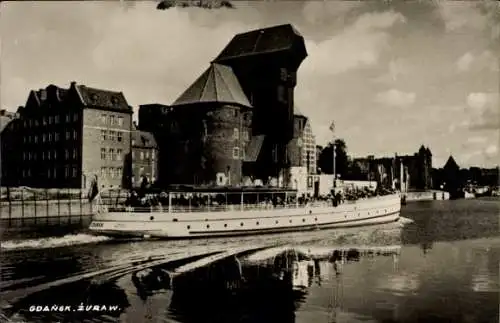 Ak Gdańsk Danzig, Kran, Dampfer