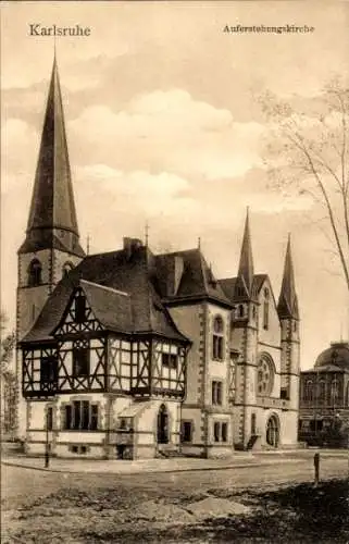 Ak Karlsruhe in Baden, Auferstehungskirche