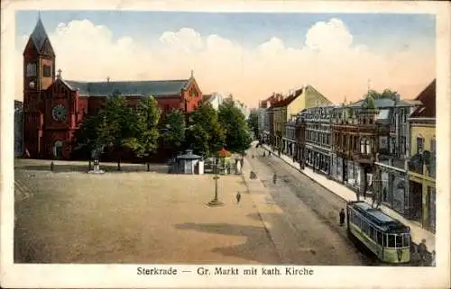 Ak Sterkrade Oberhausen im Ruhrgebiet, Großer Markt, Katholische Kirche