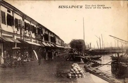 Ak Singapur Singapur, Blick auf die Kais