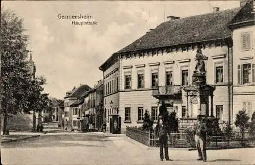 Ak Germersheim am Rhein, Hauptstraße, Denkmal