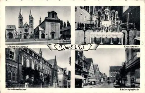 Ak Werl in Westfalen, Wallfahrtskirche, Ursulinen-Kloster, Gnadenaltar, Walburgisstraße