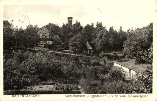 Ak Hitzacker an der Elbe, Aussichtsturm Luginsland, Johannesplatz