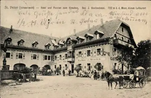 Ak St. Peter im Schwarzwald, Hotel und Pension zum Hirschen