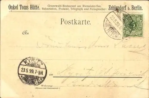 Litho Berlin Zehlendorf, Gastwirtschaft Onkel Toms Hütte am Riemeistersee im Grunewald