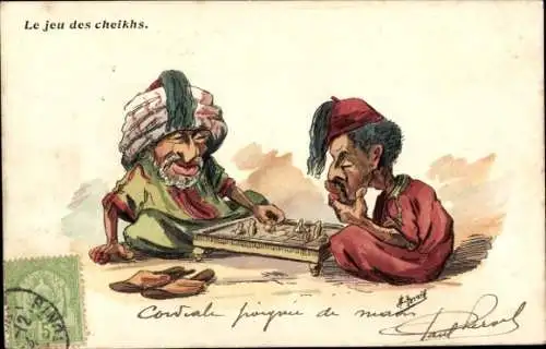 Künstler Ak Arabische Männer beim Schachspiel