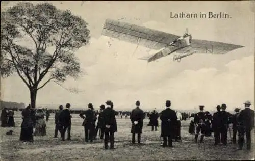 Ak Berlin, Hubert Latham, Monoplan, Flugpionier