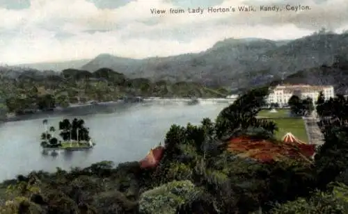 Ak Kandy Sri Lanka Ceylon, Gesamtansicht von Lady Horton's Walk