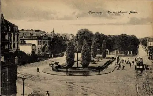 Ak Hannover in Niedersachsen, Herrenhäuser Allee, Straßenbahn