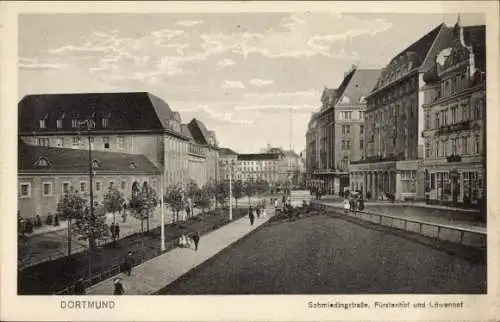 Ak Dortmund im Ruhrgebiet, Schmiedingstraße, Fürstenhof und Löwenhof