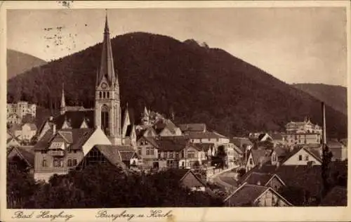 Ak Bad Harzburg in Niedersachsen, Teilansicht, Burgberg, Kirche