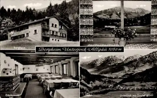 Ak Unterjoch Bad Hindelang im Oberallgäu, Bergheim, Blick zum Iseler, Gästeraum, Tiroler Alpen