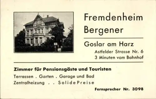 Ak Goslar am Harz, Fremdenheim Bergener