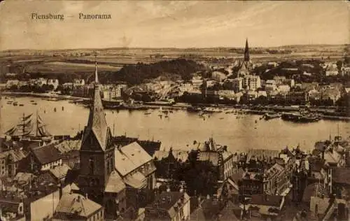 Ak Flensburg in Schleswig Holstein, Panorama