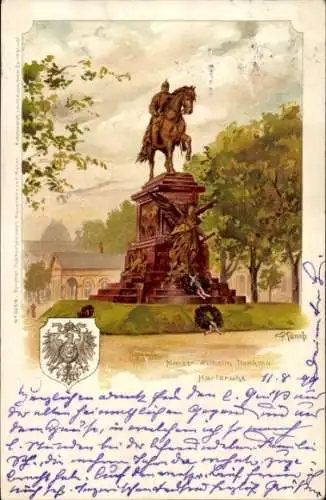 Ak Karlsruhe in Baden, Kaiser Wilhelm Denkmal