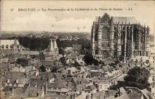 Ak Beauvais Oise, Panorama, Kathedrale, Justizpalast