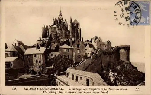 Ak Le Mont Saint Michel Manche, Abbaye, Remparts, Tour du Nord