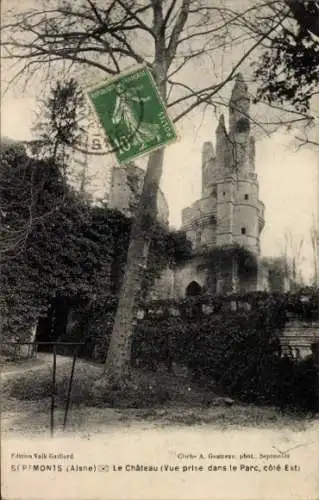 Ak Septmonts Aisne, Chateau, Vue prise dans le Parc, cote Est