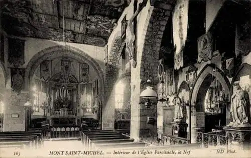 Ak Le Mont Saint Michel Manche, Inneres der Kirche Paroissiale
