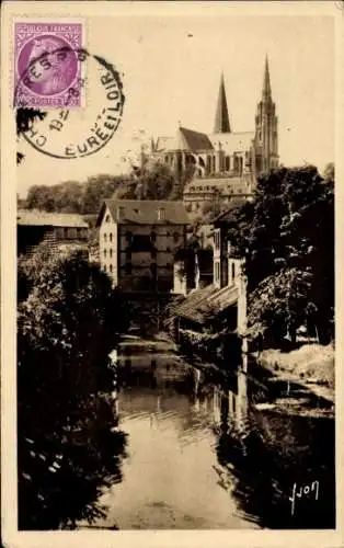 Ak Chartres Eure et Loir, Kathedrale, Ufer der Eure