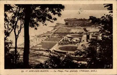 Ak Aix les Bains Savoie, La Plage, Vue generale