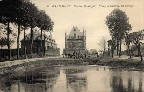 Ak Geraardsbergen Grammont Ostflandern, Vieille Montagne, Etang, Chateau de Clercq