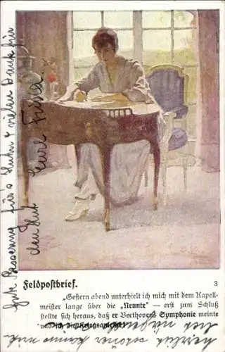 Künstler Ak Wennerberg, Bruno, Feldpostbrief, Frau, neunte Kriegsanleihe