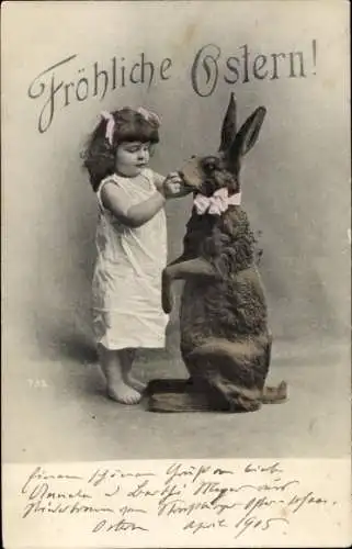 Ak Glückwunsch Ostern, Mädchen, Osterhase